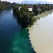 스위스 제네바의 두 강이 만나는 곳