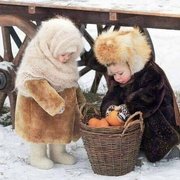 방한복을 입은 러시아 애기들