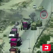 자살폭탄테러 차량을 처리하는 이집트 전차