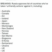 러시아..적대국가 공식명단 발표?