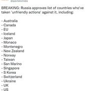 러시아, 적대국가 명단 발표…한국도 포함